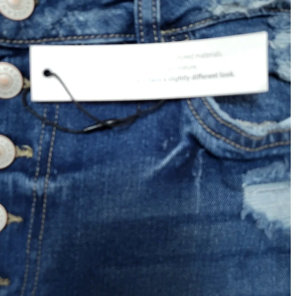 Highway Jeans Womens Distressed Flare Jeans Button Fly Raw Hem Blue 13 9055F11MM - Picture 5 of 6